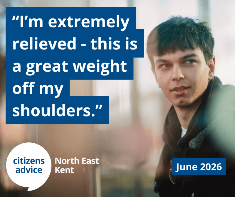Young person saying "I'm extremely relieved - this is a great weight off my shoulders".